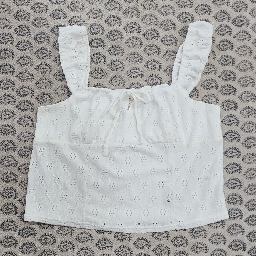 Aeropostale White Eyelet Ruffle Blouse
